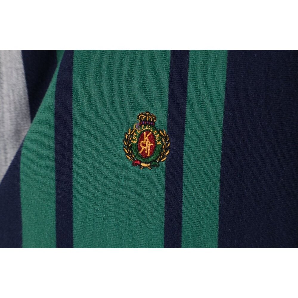 Vtg 90s Streetwear Mens Large Faded Striped Color Block Long Sleeve Rugby Polo - Picture 4 of 14